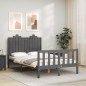 vidaXL Giroletto con Testiera Grigio 4FT Small Double Legno Massello vidaXL Giroletto con Testiera Grigio 4FT Small Double Legno Massello