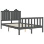 vidaXL Giroletto con Testiera Grigio 4FT Small Double Legno Massello vidaXL Giroletto con Testiera Grigio 4FT Small Double Legno Massello