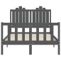 vidaXL Giroletto con Testiera Grigio 4FT Small Double Legno Massello vidaXL Giroletto con Testiera Grigio 4FT Small Double Legno Massello