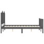 vidaXL Giroletto con Testiera Grigio 4FT Small Double Legno Massello vidaXL Giroletto con Testiera Grigio 4FT Small Double Legno Massello