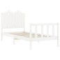 vidaXL Giroletto con Testiera Bianco 90x200 cm in Legno Massello vidaXL Giroletto con Testiera Bianco 90x200 cm in Legno Massello