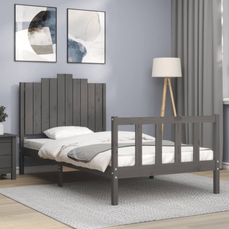 vidaXL Giroletto con Testiera Grigio 100x200 cm in Legno Massello