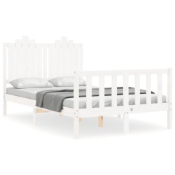 vidaXL Giroletto con Testiera Bianco 120x200 cm in Legno Massello
