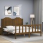 vidaXL Giroletto con Testiera Miele 5FT King Size in Legno Massello vidaXL Giroletto con Testiera Miele 5FT King Size in Legno Massello