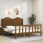vidaXL Giroletto con Testiera Miele 5FT King Size in Legno Massello vidaXL Giroletto con Testiera Miele 5FT King Size in Legno Massello