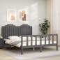 vidaXL Giroletto con Testiera Grigio 160x200 cm Legno Massello vidaXL Giroletto con Testiera Grigio 160x200 cm Legno Massello