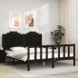 vidaXL Giroletto con Testiera Nero 160x200 cm Legno Massello vidaXL Giroletto con Testiera Nero 160x200 cm Legno Massello