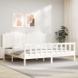 vidaXL Giroletto con Testiera Bianco 200x200 cm in Legno Massello vidaXL Giroletto con Testiera Bianco 200x200 cm in Legno Massello