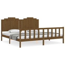 vidaXL Giroletto con Testiera Miele 200x200 cm in Legno Massello