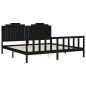 vidaXL Giroletto con Testiera Nero 200x200 cm in Legno Massello vidaXL Giroletto con Testiera Nero 200x200 cm in Legno Massello