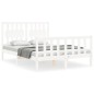 vidaXL Giroletto con Testiera Bianco 4FT Small Double Legno Massello vidaXL Giroletto con Testiera Bianco 4FT Small Double Legno Massello