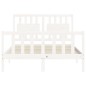 vidaXL Giroletto con Testiera Bianco 4FT Small Double Legno Massello vidaXL Giroletto con Testiera Bianco 4FT Small Double Legno Massello