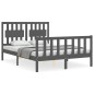 vidaXL Giroletto con Testiera Grigio 4FT Small Double Legno Massello vidaXL Giroletto con Testiera Grigio 4FT Small Double Legno Massello