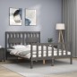 vidaXL Giroletto con Testiera Grigio 4FT Small Double Legno Massello vidaXL Giroletto con Testiera Grigio 4FT Small Double Legno Massello