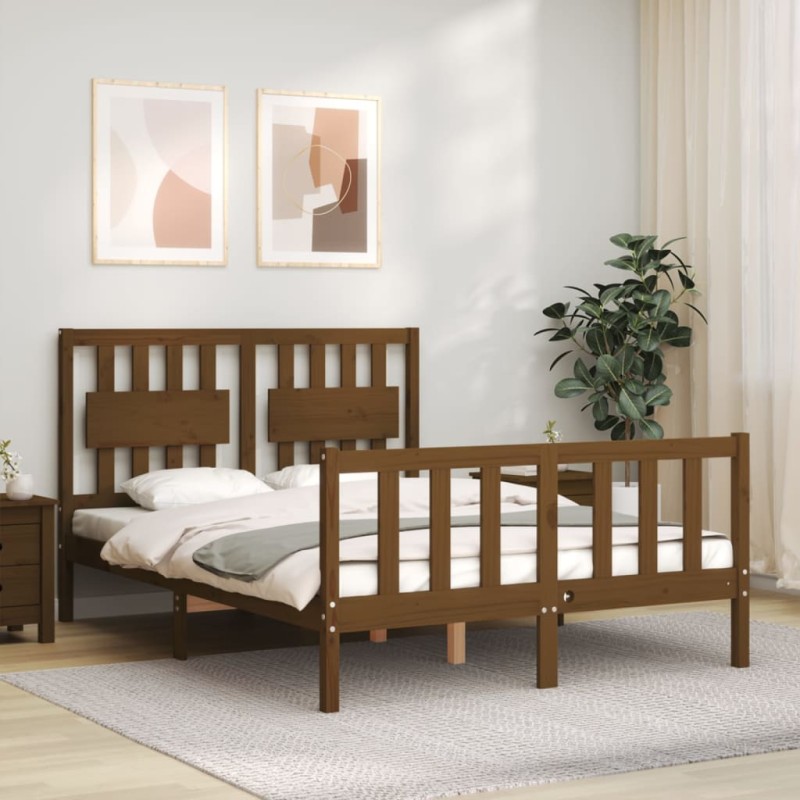 vidaXL Giroletto con Testiera Miele 4FT Small Double in Legno Massello