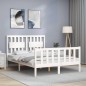 vidaXL Giroletto con Testiera Bianco 140x190 cm in Legno Massello vidaXL Giroletto con Testiera Bianco 140x190 cm in Legno Massello