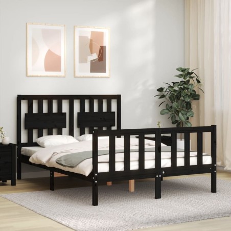 vidaXL Giroletto con Testiera Nero 140x190 cm in Legno Massello