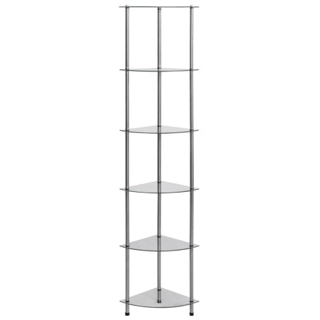 Scaffale a 6 Livelli Trasparente 30x30x160 cm Vetro Temperato