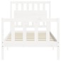 vidaXL Giroletto con Testiera Bianco 90x200 cm in Legno Massello vidaXL Giroletto con Testiera Bianco 90x200 cm in Legno Massello