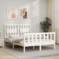 vidaXL Giroletto con Testiera Bianco 120x200 cm in Legno Massello