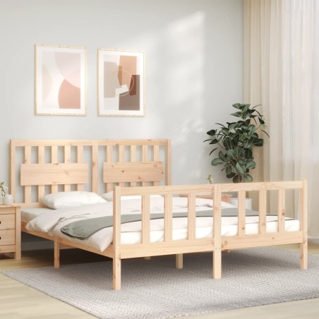 vidaXL Giroletto con Testiera King Size in Legno Massello