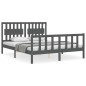 vidaXL Giroletto con Testiera Grigio King Size in Legno Massello