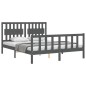 vidaXL Giroletto con Testiera Grigio King Size in Legno Massello