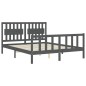 vidaXL Giroletto con Testiera Grigio King Size in Legno Massello