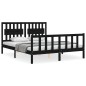 vidaXL Giroletto con Testiera Nero King Size in Legno Massello