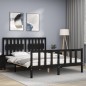 vidaXL Giroletto con Testiera Nero King Size in Legno Massello
