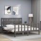 vidaXL Giroletto con Testiera Grigio 160x200 cm Legno Massello