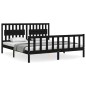 vidaXL Giroletto con Testiera Nero 6FT Super King Size Legno Massello vidaXL Giroletto con Testiera Nero 6FT Super King Size Legno Massello