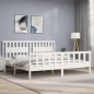 vidaXL Giroletto con Testiera Bianco 200x200 cm in Legno Massello vidaXL Giroletto con Testiera Bianco 200x200 cm in Legno Massello