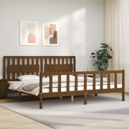 vidaXL Giroletto con Testiera Miele 200x200 cm in Legno Massello