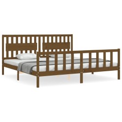 vidaXL Giroletto con Testiera Miele 200x200 cm in Legno Massello