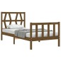 vidaXL Giroletto con Testiera Miele 2FT6 Small Single Legno Massello vidaXL Giroletto con Testiera Miele 2FT6 Small Single Legno Massello