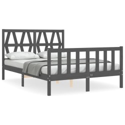 vidaXL Giroletto con Testiera Grigio 4FT Small Double Legno Massello