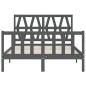 vidaXL Giroletto con Testiera Grigio 4FT Small Double Legno Massello vidaXL Giroletto con Testiera Grigio 4FT Small Double Legno Massello