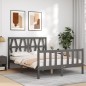 vidaXL Giroletto con Testiera Grigio 4FT6 Double in Legno Massello vidaXL Giroletto con Testiera Grigio 4FT6 Double in Legno Massello