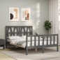 vidaXL Giroletto con Testiera Grigio 4FT6 Double in Legno Massello vidaXL Giroletto con Testiera Grigio 4FT6 Double in Legno Massello