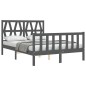 vidaXL Giroletto con Testiera Grigio 4FT6 Double in Legno Massello vidaXL Giroletto con Testiera Grigio 4FT6 Double in Legno Massello