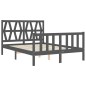 vidaXL Giroletto con Testiera Grigio 4FT6 Double in Legno Massello vidaXL Giroletto con Testiera Grigio 4FT6 Double in Legno Massello