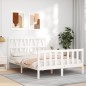 vidaXL Giroletto con Testiera Bianco 140x190 cm in Legno Massello vidaXL Giroletto con Testiera Bianco 140x190 cm in Legno Massello