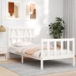 vidaXL Giroletto con Testiera Bianco 90x200 cm in Legno Massello vidaXL Giroletto con Testiera Bianco 90x200 cm in Legno Massello