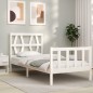vidaXL Giroletto con Testiera Bianco 90x200 cm in Legno Massello vidaXL Giroletto con Testiera Bianco 90x200 cm in Legno Massello