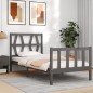 vidaXL Giroletto con Testiera Grigio 90x200 cm in Legno Massello