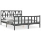 vidaXL Giroletto con Testiera Grigio 5FT King Size in Legno Massello vidaXL Giroletto con Testiera Grigio 5FT King Size in Legno Massello