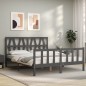 vidaXL Giroletto con Testiera Grigio 5FT King Size in Legno Massello vidaXL Giroletto con Testiera Grigio 5FT King Size in Legno Massello
