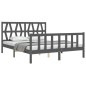 vidaXL Giroletto con Testiera Grigio 5FT King Size in Legno Massello vidaXL Giroletto con Testiera Grigio 5FT King Size in Legno Massello