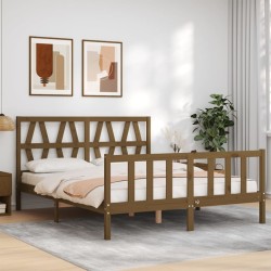 vidaXL Giroletto con Testiera Miele 5FT King Size in Legno Massello
